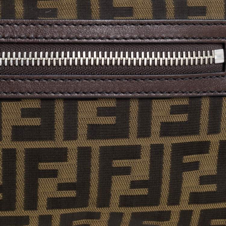 Pre Owned Fendi Tobacco Zucca Canvas Slim Waist Belt Bag