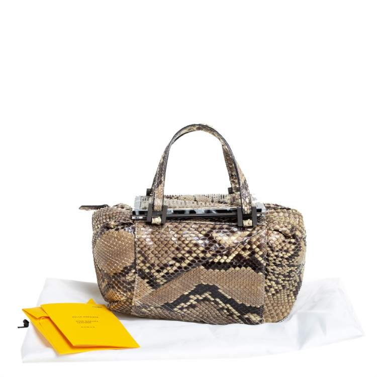 Pre Owned Fendi Beige Python To You Satchel 