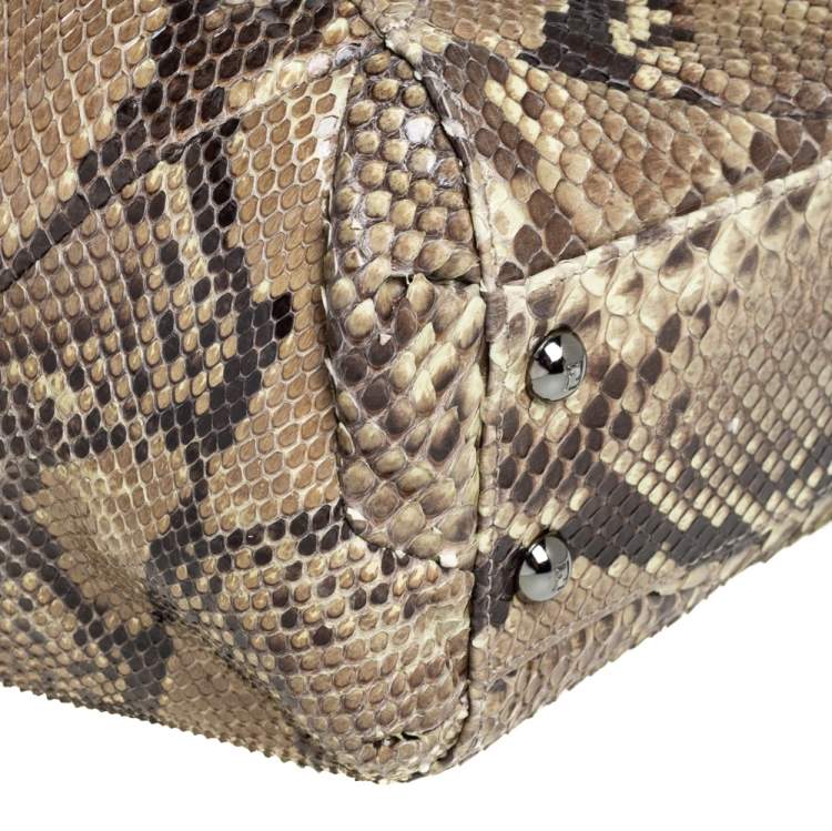 Pre Owned Fendi Beige Python To You Satchel 