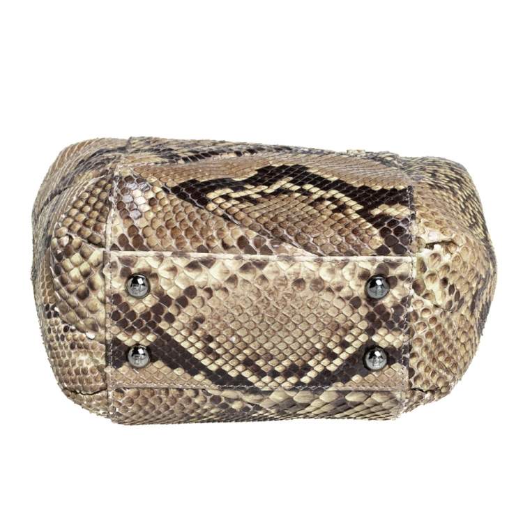 Pre Owned Fendi Beige Python To You Satchel 