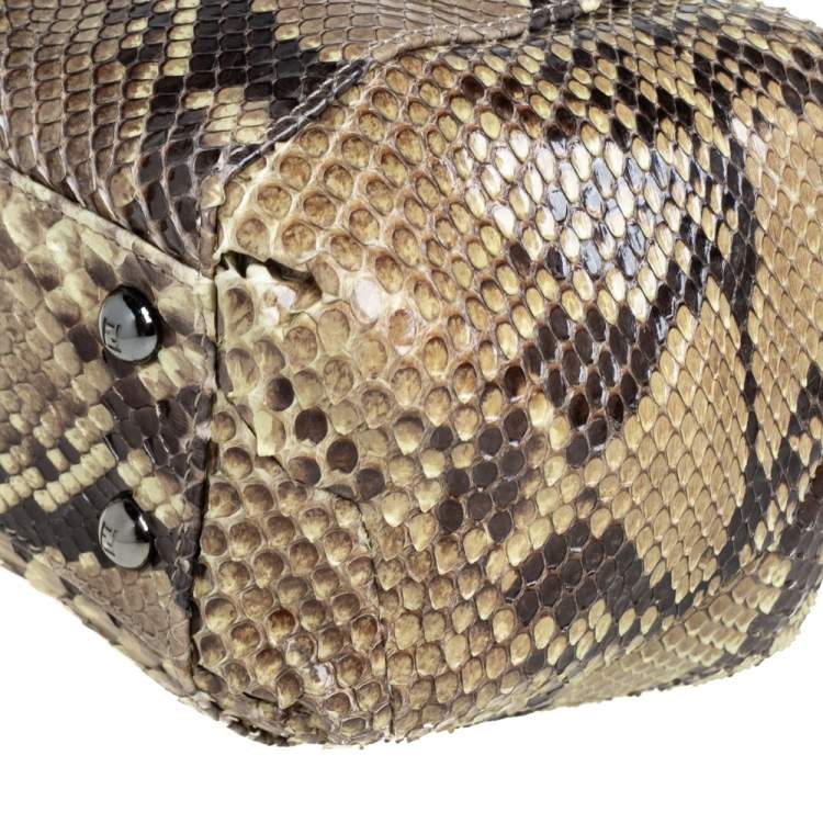 Pre Owned Fendi Beige Python To You Satchel 