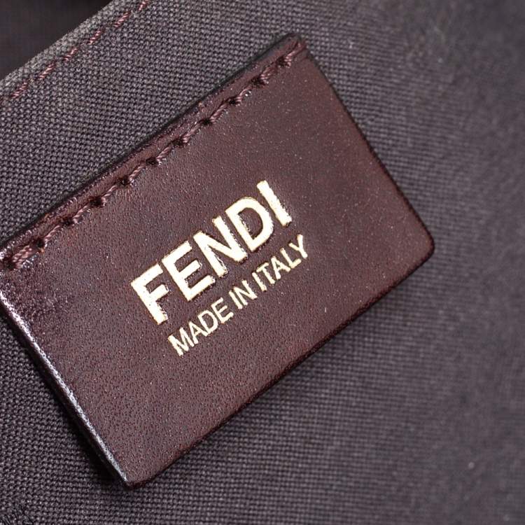 Pre Owned Fendi Beige/Tobacco Zucchino Canvas Superstar Shopping Tote