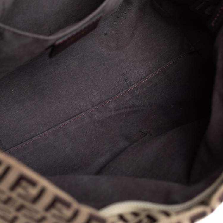 Pre Owned Fendi Beige/Tobacco Zucchino Canvas Superstar Shopping Tote