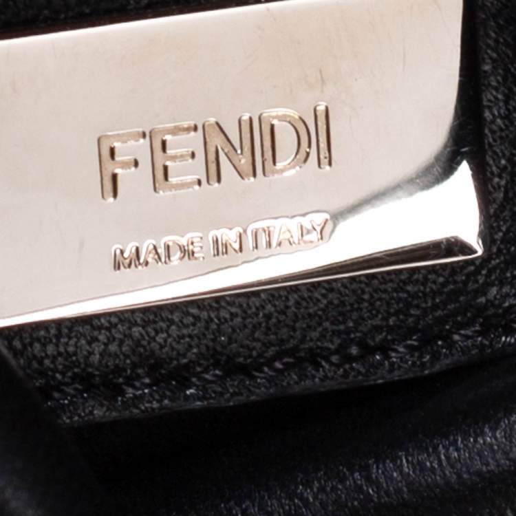 Pre Owned Fendi Black Leather Mini Whipstitched Peekaboo Top Handle Bag                  