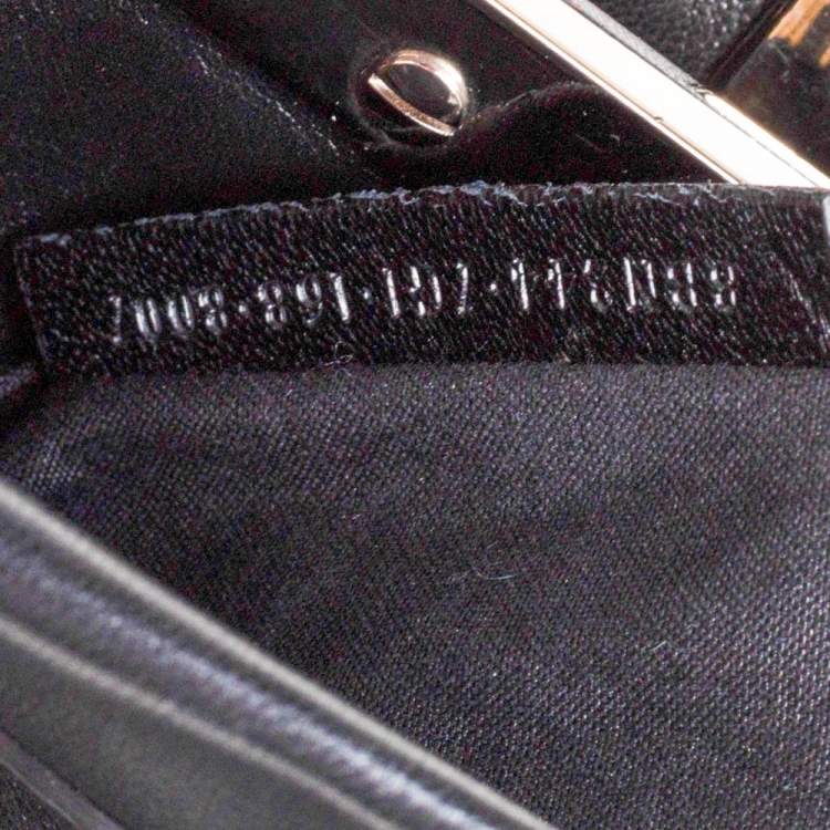 Pre Owned Fendi Black Leather Mini Whipstitched Peekaboo Top Handle Bag                  