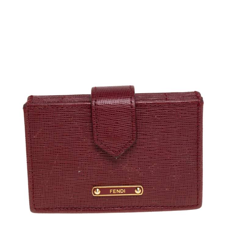 F is Fendi red leather gusseted card holder Brown ref.455263 - Joli Closet