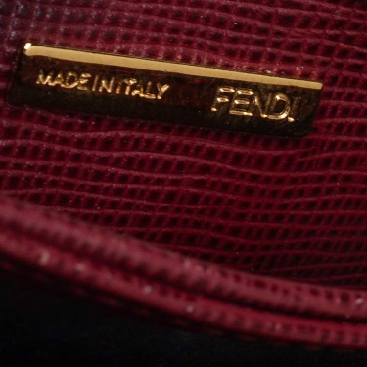 Pre Owned Fendi Red Leather Vitello Elite Gusseted Card Holder