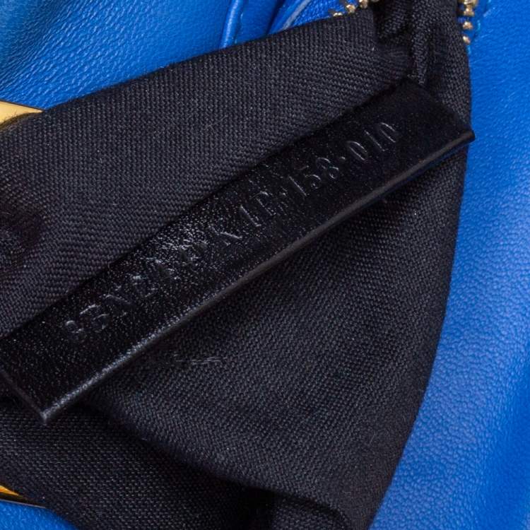 Pre Owned Fendi Blue Leather Mini Peekaboo Top Handle Bag