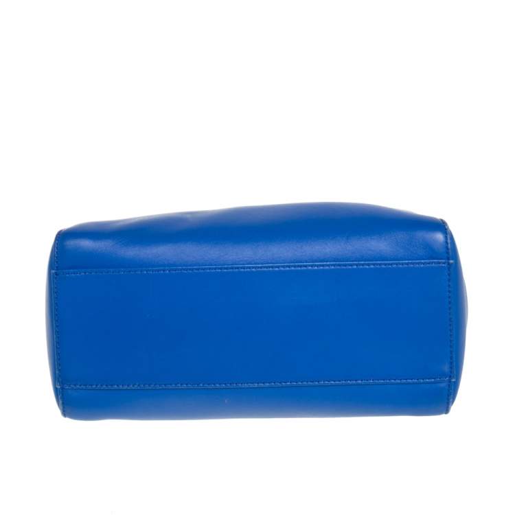 Pre Owned Fendi Blue Leather Mini Peekaboo Top Handle Bag
