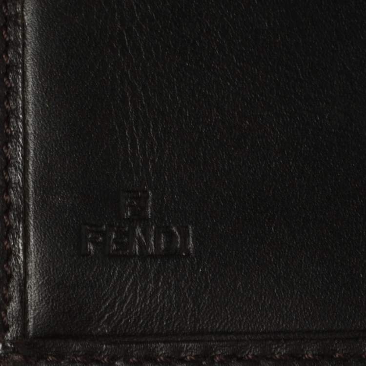 Pre Owned Fendi Tobacco Zucca Canvas and Leather Flap Continental Wallet