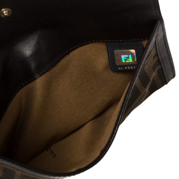 Pre Owned Fendi Tobacco Zucca Canvas and Leather Flap Continental Wallet