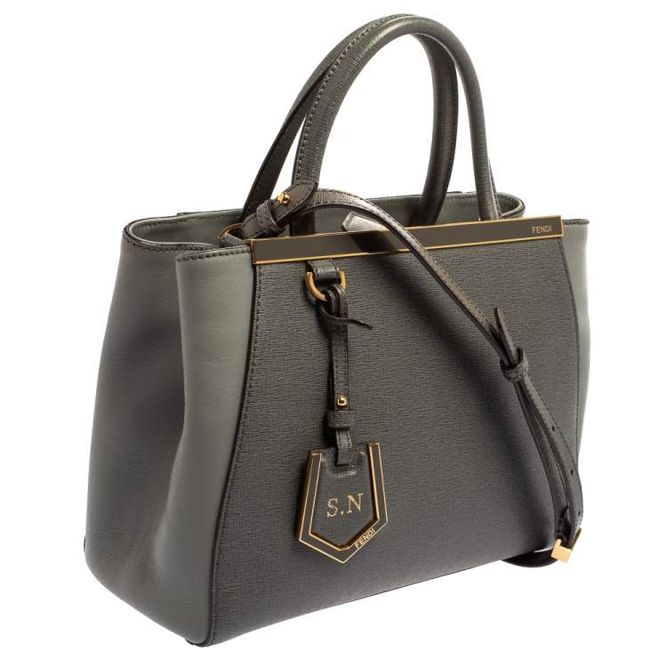 مملوكة مسبقًا Fendi Grey Leather Mini 2Jours Tote