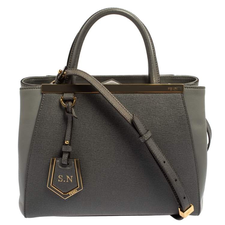 مملوكة مسبقًا Fendi Grey Leather Mini 2Jours Tote