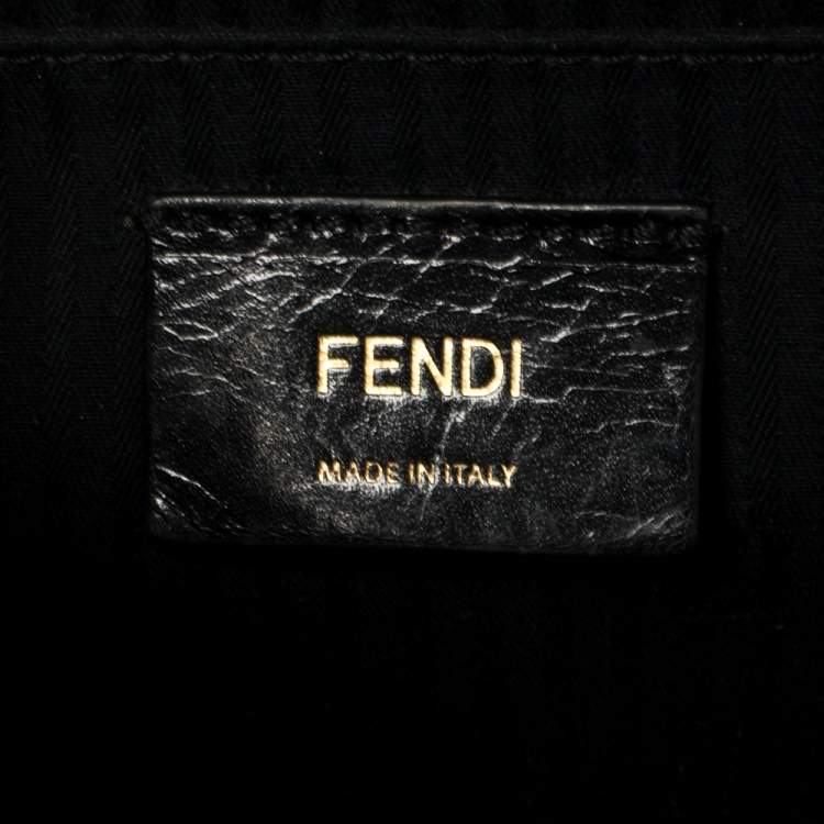 Pre Owned Fendi Black Textured Leather Small Demi Jour Top Handle Bag