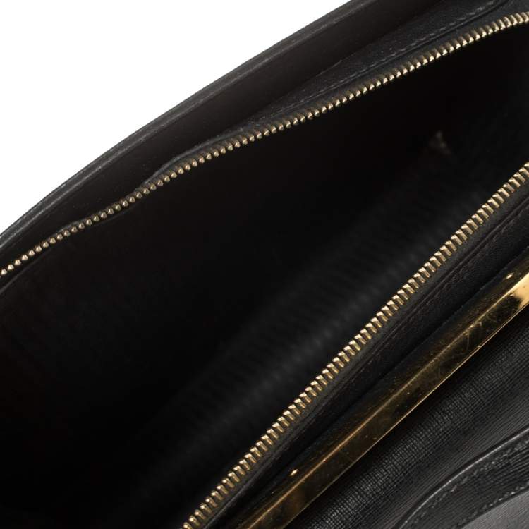 Pre Owned Fendi Black Textured Leather Small Demi Jour Top Handle Bag