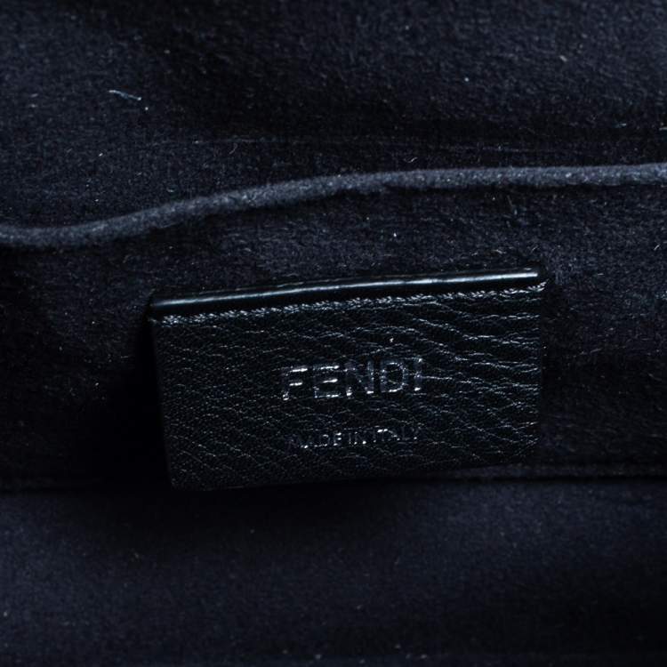Pre Owned Fendi Black/Brown Leather and Velvet Small Kan I Chain Shoulder Bag