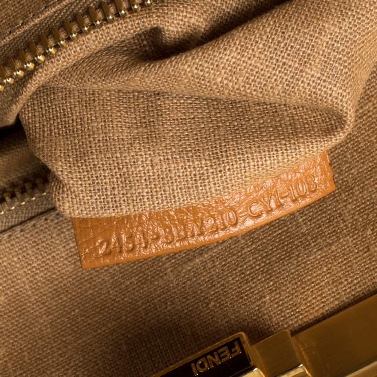 Pre Owned Fendi Tan Selleria Leather Large Peekaboo Top Handle Bag