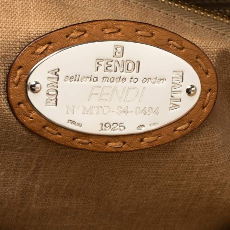 Pre Owned Fendi Tan Selleria Leather Large Peekaboo Top Handle Bag