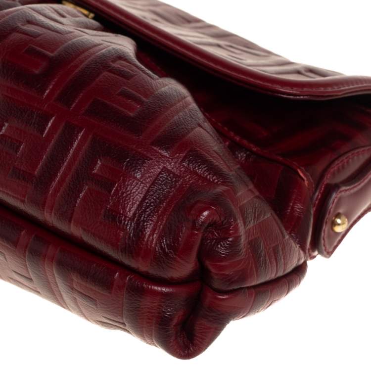 Pre Owned Fendi Red Zucca Leather Borsa Chef Bag