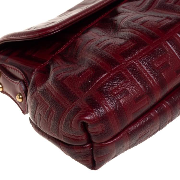 Pre Owned Fendi Red Zucca Leather Borsa Chef Bag