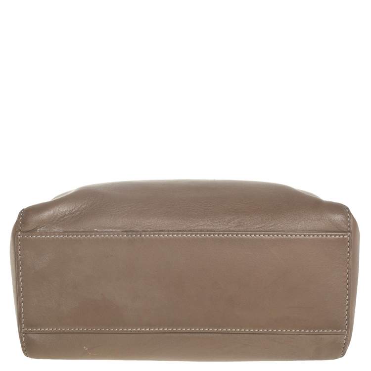 Pre Owned Fendi Brown Leather Mini Peekaboo Top Handle Bag