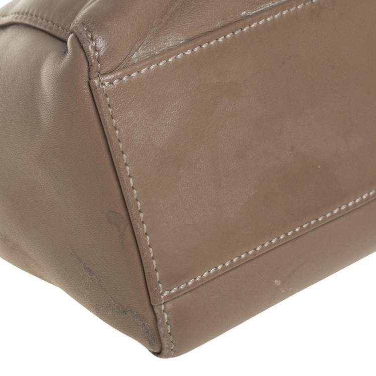 Pre Owned Fendi Brown Leather Mini Peekaboo Top Handle Bag