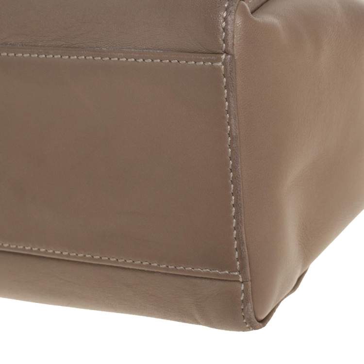 Pre Owned Fendi Brown Leather Mini Peekaboo Top Handle Bag