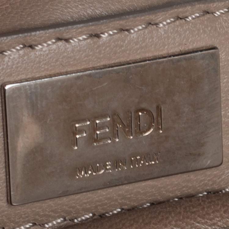 Pre Owned Fendi Brown Leather Mini Peekaboo Top Handle Bag