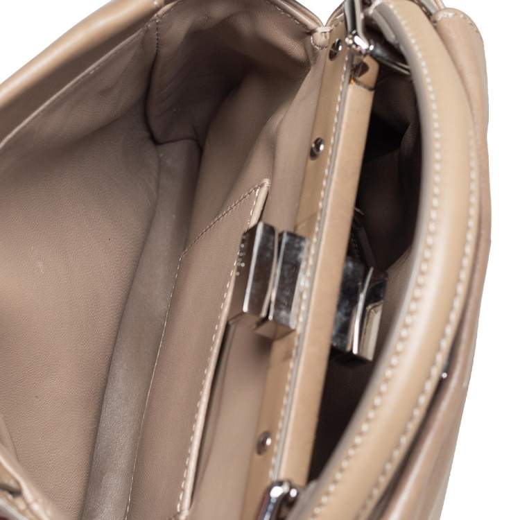 Pre Owned Fendi Brown Leather Mini Peekaboo Top Handle Bag