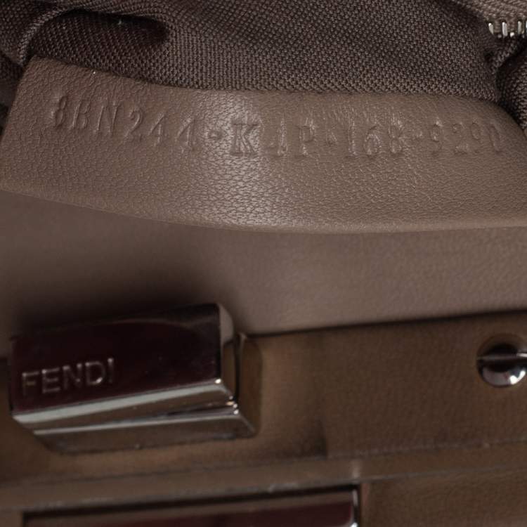 Pre Owned Fendi Brown Leather Mini Peekaboo Top Handle Bag