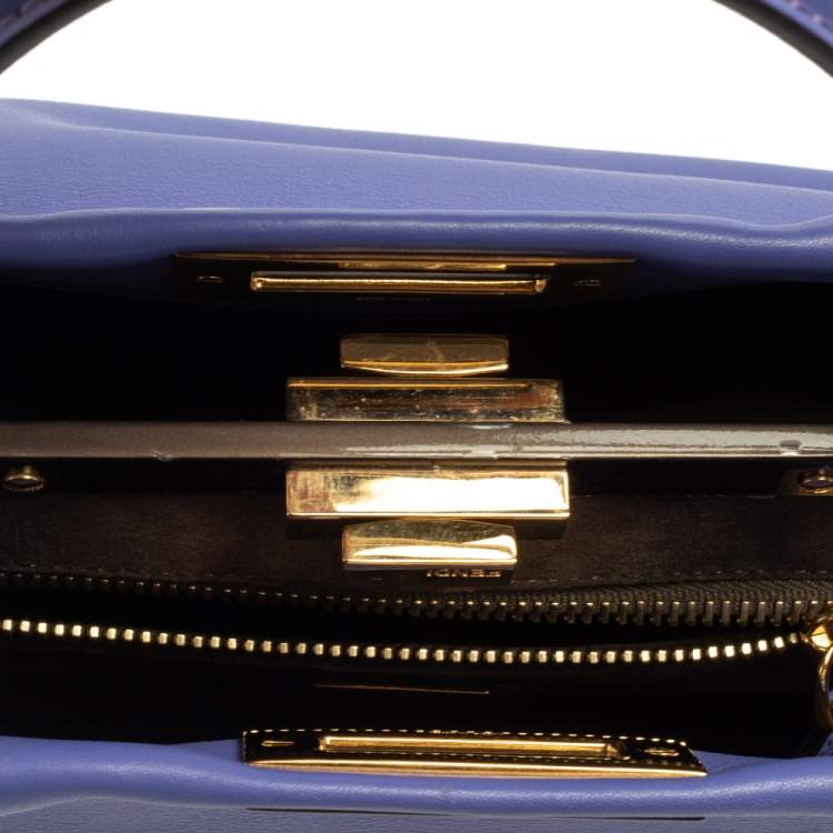 Pre Owned Fendi Purple Leather Medium Peekaboo Top Handle Bag
