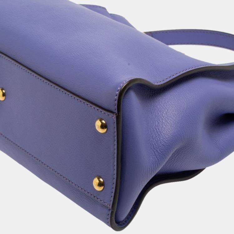 Pre Owned Fendi Purple Leather Medium Peekaboo Top Handle Bag
