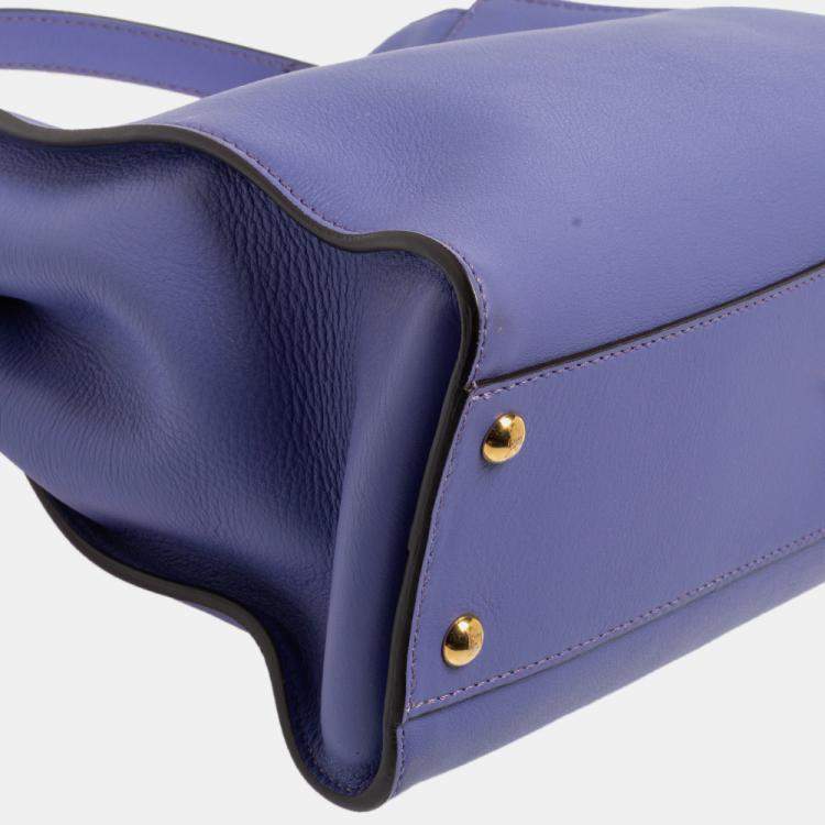 Pre Owned Fendi Purple Leather Medium Peekaboo Top Handle Bag