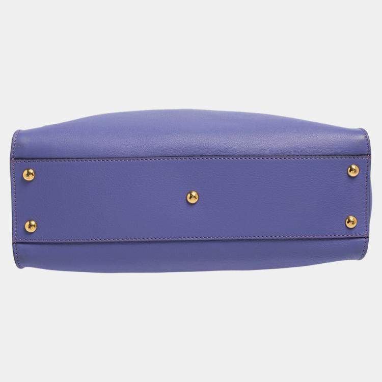 Pre Owned Fendi Purple Leather Medium Peekaboo Top Handle Bag