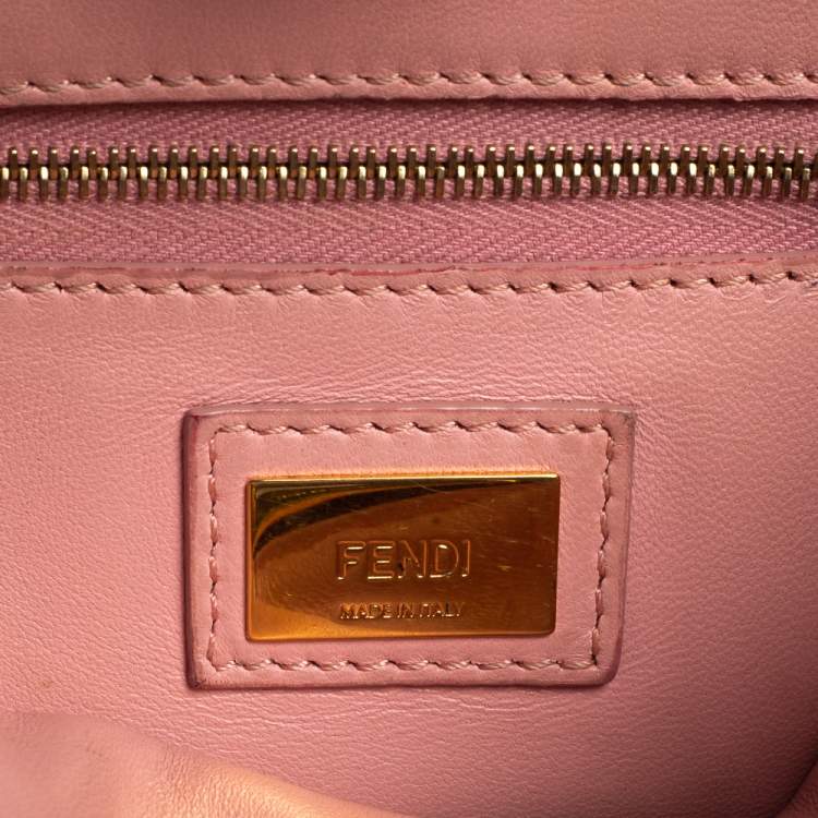 Pre Owned Fendi Burgundy/Olive Green Leather Mini Peekaboo Top Handle Bag