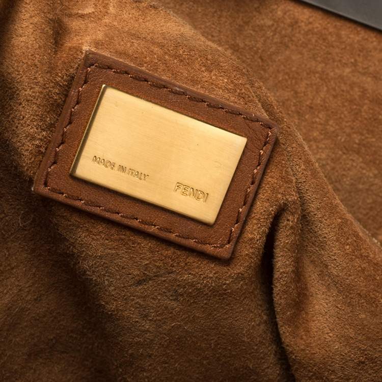 Pre Owned Fendi Tan Leather Large Peekaboo Top Handle Bag
