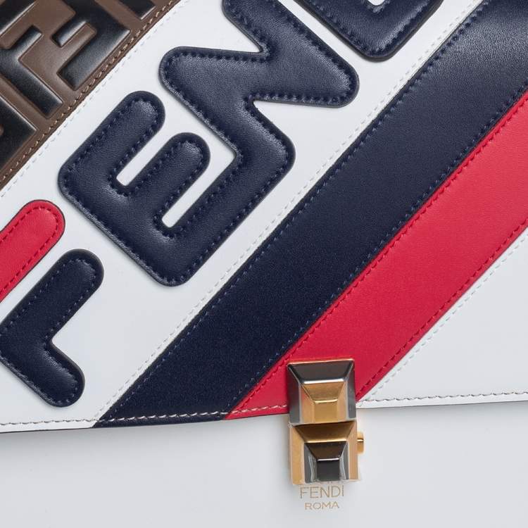 Pre Owned Fendi Multicolor Leather Fila Logo Mania Kan I Top Handle Bag
