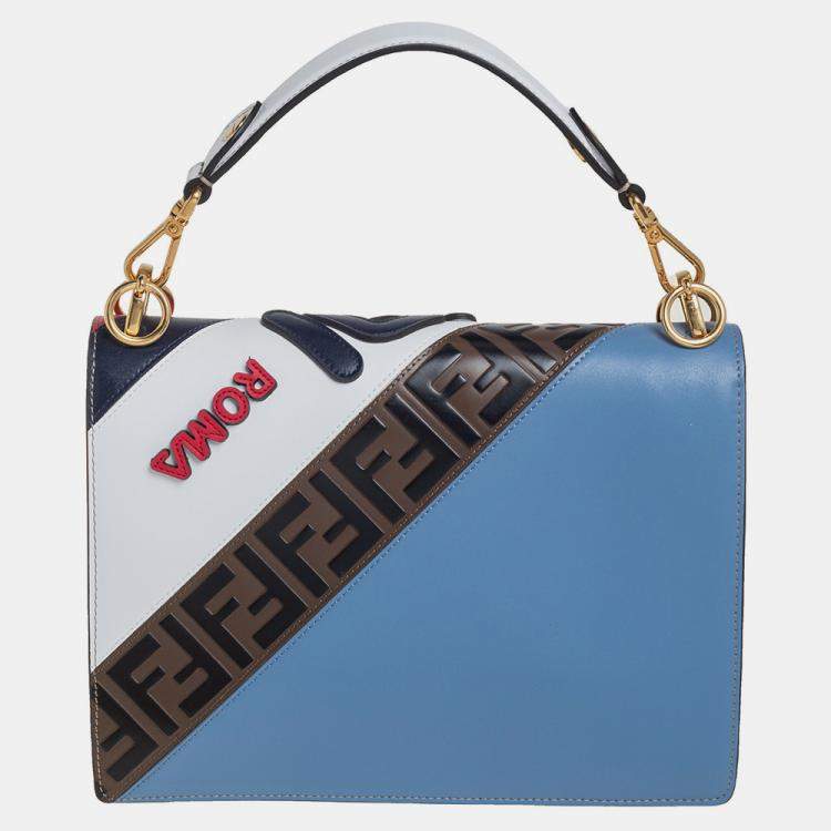 Pre Owned Fendi Multicolor Leather Fila Logo Mania Kan I Top Handle Bag