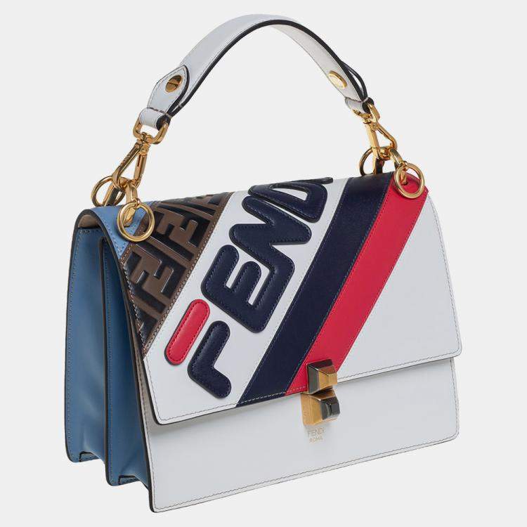 Pre Owned Fendi Multicolor Leather Fila Logo Mania Kan I Top Handle Bag