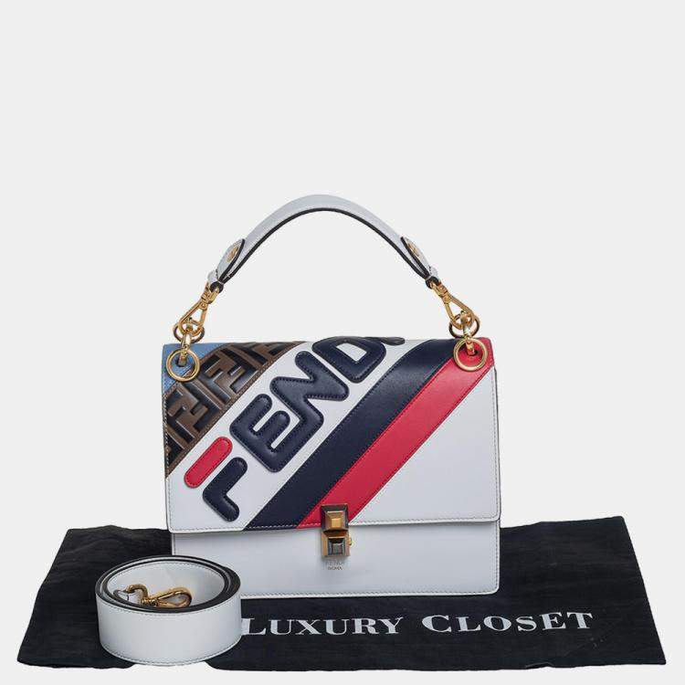 Pre Owned Fendi Multicolor Leather Fila Logo Mania Kan I Top Handle Bag