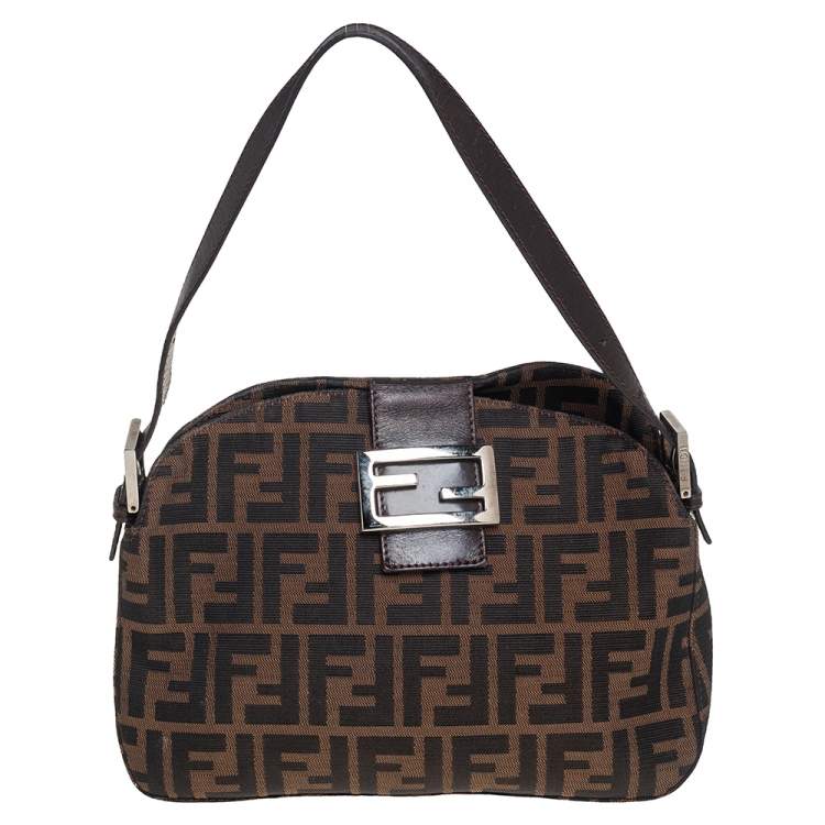 Fendi tobacco Zucca Logo Flap Baguette Shoulder Bag Fendi | The Luxury ...