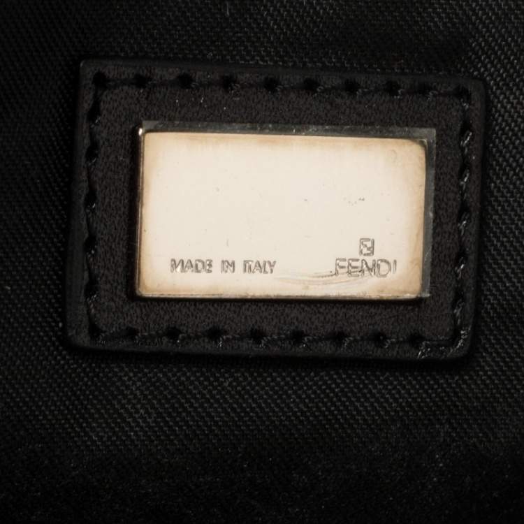 Pre Owned Fendi Black Zucchino Denim Pochette Zip Shoulder Bag