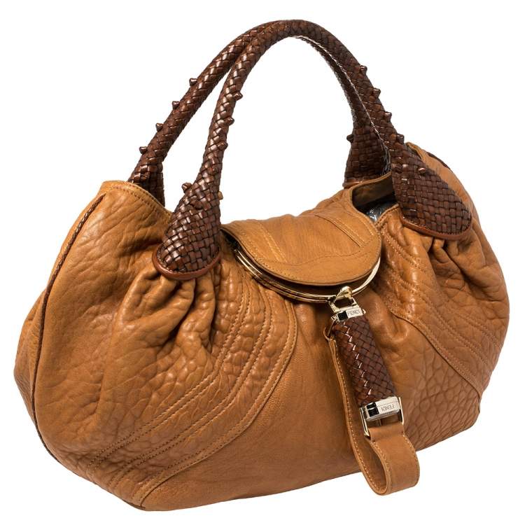 Pre Owned Fendi Tan/Brown Nappa Leather Spy Hobo