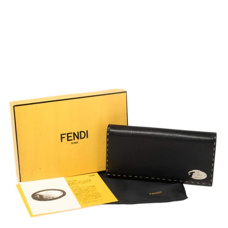 مملوكة مسبقًا Fendi Black Selleria Leather Continental Wallet
