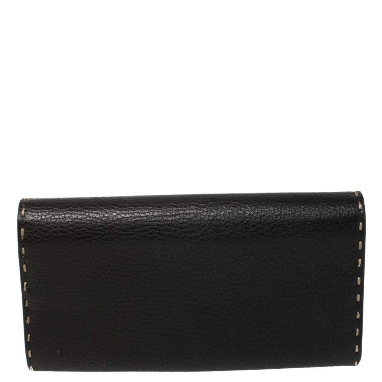مملوكة مسبقًا Fendi Black Selleria Leather Continental Wallet