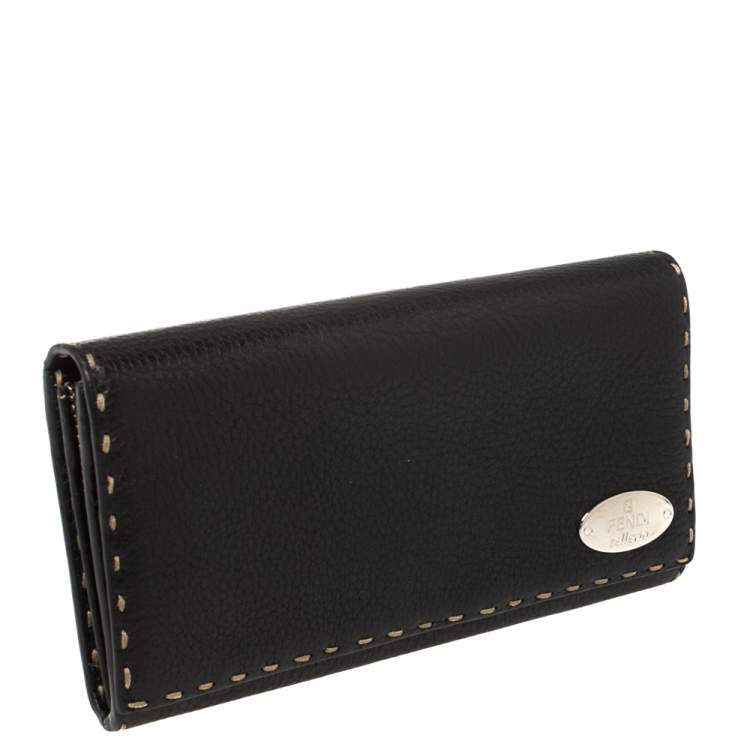 مملوكة مسبقًا Fendi Black Selleria Leather Continental Wallet