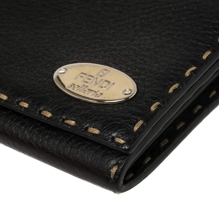 مملوكة مسبقًا Fendi Black Selleria Leather Continental Wallet