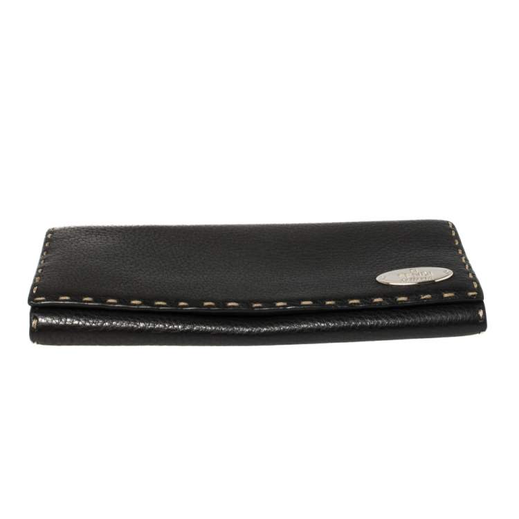 مملوكة مسبقًا Fendi Black Selleria Leather Continental Wallet
