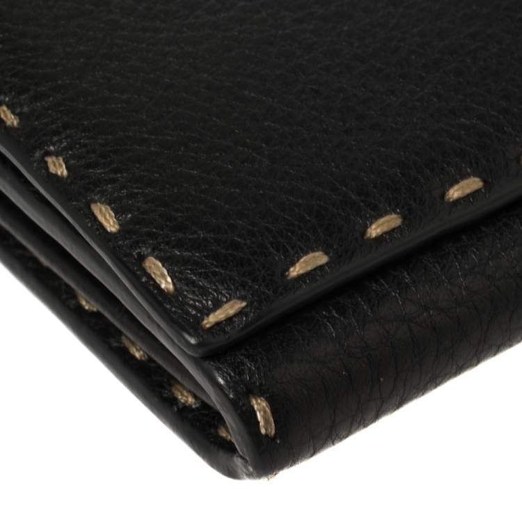 مملوكة مسبقًا Fendi Black Selleria Leather Continental Wallet