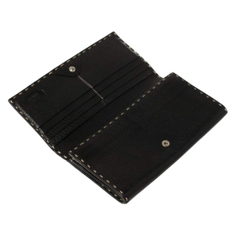 مملوكة مسبقًا Fendi Black Selleria Leather Continental Wallet